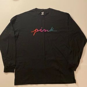 *NWOT* PINK Glittery Cotton Long Sleeve Tee sz M